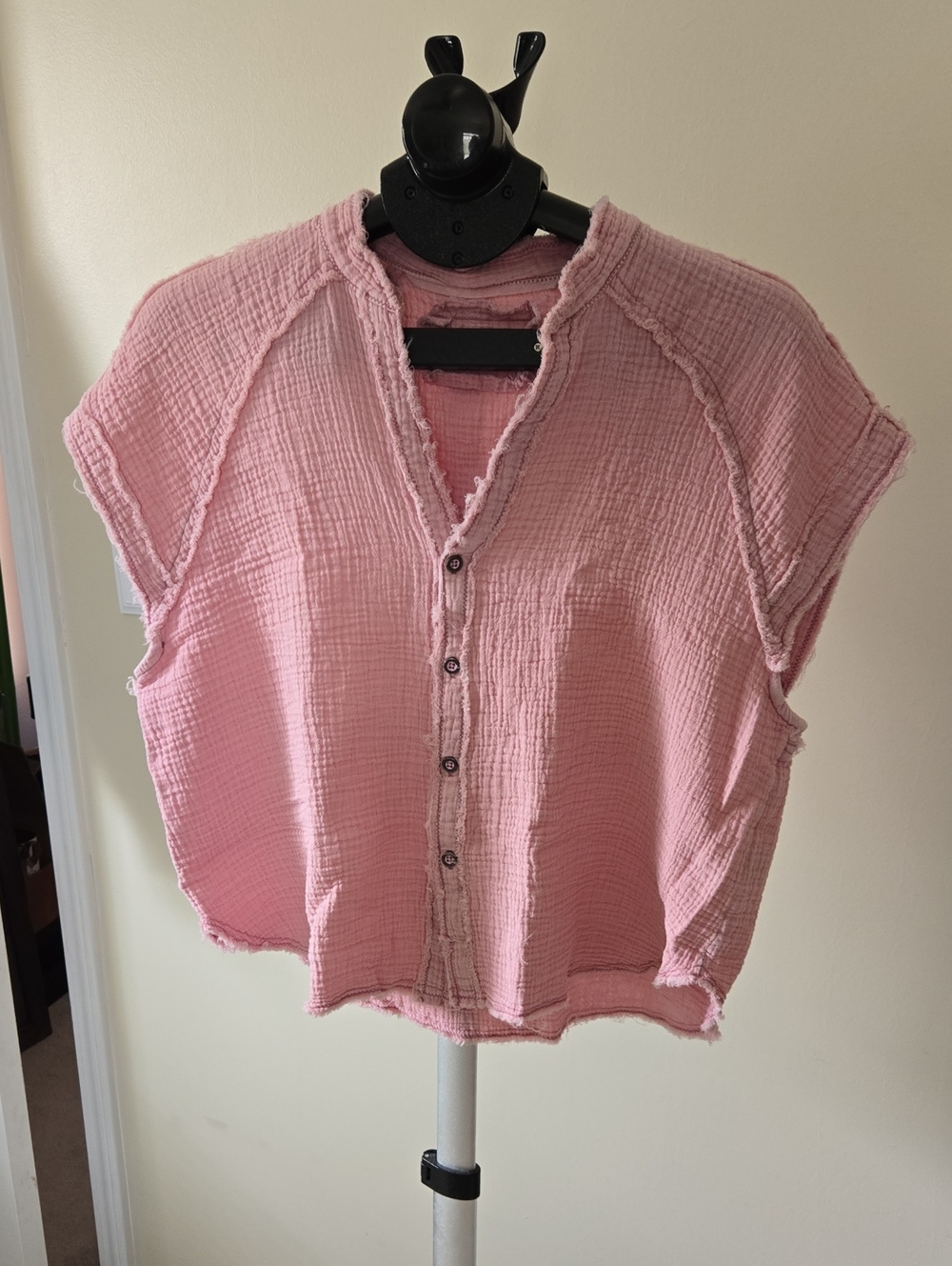 We The Free Dusty Pink Gauze Button-Down Top